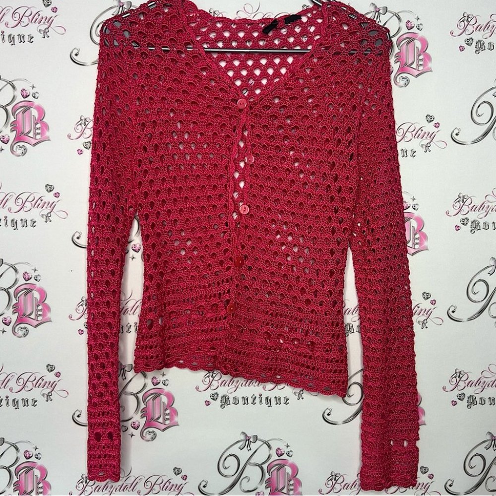 Hawaii cardigan pink mesh crochet button up stunning beach vibes beach bum 🏝️